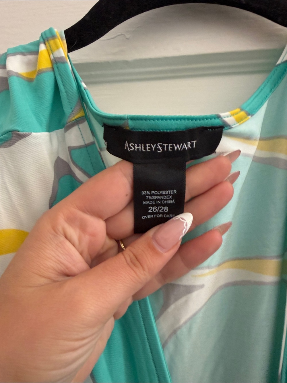 Ashley Stewart Cold-Shoulder Teal Print Wrap Maxi Dress Size 26/28 - Picture 4 of 6